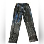 Elie Tahari  Exclusive vegan leather black pant with side gold chains size 4 Photo 3