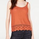 Anthropologie Freshman Pointelle Knit Crochet Boho Tank Top Rustic Orange Photo 7