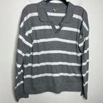 Better unsaid gray & white striped collared sweater women’s size large business Photo 1