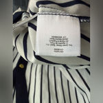 Anne Klein Blouse • Navy White Striped • Tie Front • Roll-Tab Sleeves • XL Photo 8