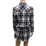 Aerie  Cotton Blue White Flannel Plaid Button Up Long Sleeve Short Romper Large Photo 3