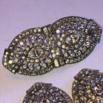 Angel Brand Elegant Vintage Silver Tone Rhinestone Brooch Earrings Jewelry Set Photo 2