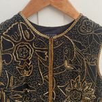 VTG 90s Spenser Jeremy 100% Beaded Silk Top Size M Black Gold Sleeveless Formal Size M Photo 4