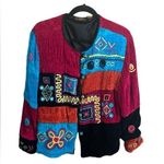 Vintage 90s Allure Womens Jacket Multi Patchwork Hippie Art To Wear Knit XL Photo 0