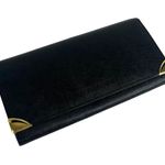 Givenchy Long Wallet Leather Bifold Clutch Mens Womens Black Gold Authentic Vtg Photo 0