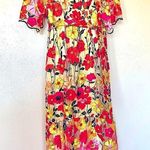 One Loved Babe Tan Orange Red Yellow Pink Floral Embroidered Tulle Maxi Dress. Size undefined Photo 0