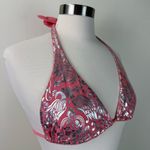Victoria's Secret Victoria' Secret Pink and Silver Foil Halter String Bikini Top Size Large Photo 3