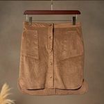 Bar III Faux Suede Mini Skirt Camel Brown Button Front Classic Junior Medium Photo 1