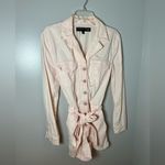 Veronica Beard  Winifred Twill Belted Long Sleeve Button Romper Utility Pink Sz S Photo 2