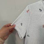 C&C California NWT  Light Blue Anchors Everyday Scoop Tee Shirt Womens Size Small Photo 4