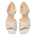 Clarks  size 7 M Serina35 Cross Cream Leather stacked Heeled Sandals open toe nwt Photo 0