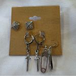 Rachel Zoe Silver Earring Set of three pairs NEW Photo 4