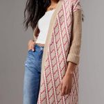 Anthropologie By Patrice Geometric Open Front Long Duster Cardigan Sweater XS Photo 2