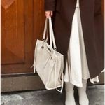 Maje Cream Faux Raffia Big Tote Bag Business Travel Vacation Beach 12x14x5 $460 Photo 4