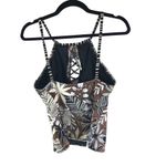 Bleu Rod Beattie  Tankini Top High Neck Underwire Lattice Keyhole Floral Brown 6 Photo 3