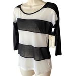 Derek Heart NWT ~ Black & White Wide Mesh Stripe Top ~ Women's Size MEDIUM Photo 1