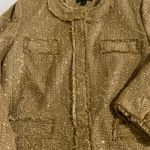 Investments Gold Sequin Blazer Jacket Fringe Trim Lined New Size 10 Photo 6