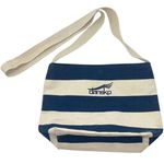 Dansko Cream & Navy Blue Striped Canvas Crossbody Bag Purse Snap Button Nautical Photo 0