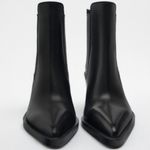 ZARA genuine leather cowboy western black ankle boots Photo 1