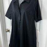 Old Navy  Black Collared Short Sleeve Shirt Dress Medium Cotton Lagenlook Career Photo 0