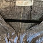 Long Sleeve Plunge V Neckline Metallic Shimmer Mini Dress Silver Size M Photo 9