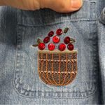 Christopher & Banks  Denim Button Down Red Apples Embroidery Grandma Core Shirt M Photo 4