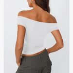 Trendy Queen Off The Shoulder Top Y2K Summer Shirts Double Lined White Large Photo 1