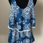 Moon Kiss  Blue/White Floral Romper Size Small Like New Photo 0