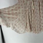 Free People  Cream & Pink Geometric Patterned‎ Chiffon Balloon Sleeves Mini Dress Photo 7