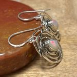 Sterling Silver NWOT Ethiopian Opal Spiral Web 925  Drop Earrings Photo 12