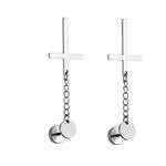 2 Piece Dangling Silver Cross Earrings Photo 8