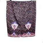 J.Crew  Womens Pencil Skirt Paisley Black Pink Back Zip Stretchy Cotton Size 6 Photo 1