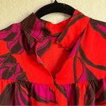 Who What Wear Who what where hot pink red long sleeve floral midi dress size XS puff sleeve Photo 6