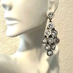 EXPRESS Silver tone circle multi rhinestone earrings Photo 2