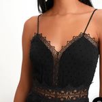 Lulus Leeta Black Swiss Dot Lace Wide Leg Jumpsuit Size XS Photo 2