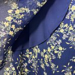 Blue Rain Midi Wrap Skirt Yellow and Purple Floral Print Bow Side Tie Size S Photo 2