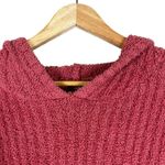 SO  Cropped Hoodie Sweater Womens L Pink Fuzzy Ribbed Oversized Cozy Slouchy Photo 1