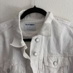 Old Navy ‎ White Denim Jacket Womens Size L Button Front Long Sleeve Jean Coat Photo 4