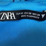 ZARA Blue Halter Cut Out Front Ruched Twist Cross Sleeveless Crop Top Size XS Photo 2