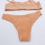 SheIn High Waisted Bikini Peach Scrunched Size Small Spaghetti Straps Never Worn Photo 4