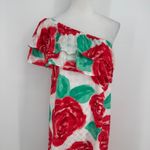 Vineyard Vines  Kentucky Derby Maxi Dress Size 4 Red Rose Floral One Shoulder Photo 3