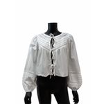 Aerie ‎ White 100% Cotton Lace Trim Tie Front Boho Peasant Blouse XS Photo 2