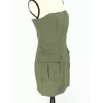 Honey Peach Green 100% Cotton Mini Dress Sz S | Cargo Pockets & Full‎ Zipper Photo 2