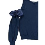 Clu Womens Navy Blue Off the Shoulder Sweater Top Sz M Ruffle sleeves Size M Photo 4