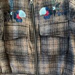 Driftwood  Brown Plaid Jacket with Floral Embroidery Photo 6