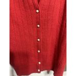 Victoria Jones Cardigan Angora Wool Sweater Medium Petite Pearl Buttons Red VTG Photo 2