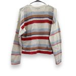 Joie RTR Diza White Multicolor Striped Open Knit Long Sleeve Cropped Sweater S Photo 3
