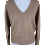 White House | Black Market  M Tan V Neck Knit Sweater Ribbed Pullover Neutral Chic Photo 0