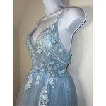 Hebeos Women’s Girls Formal Icey Blue Floral Maxi Gown Photo 2