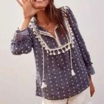 Anthropologie  Maeve Sawyer Tassel Fringe Polka Dot Blouse XS Photo 0